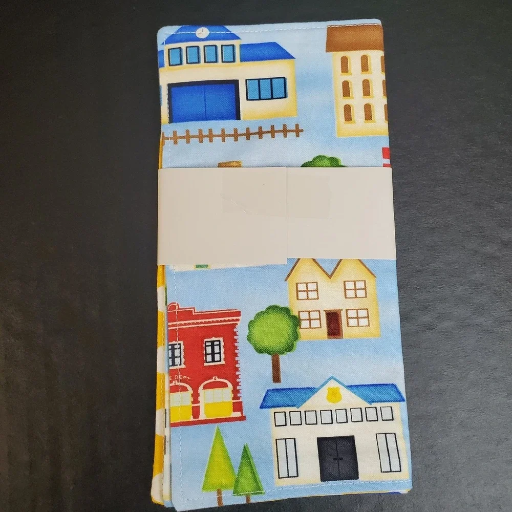 Cotton Novelty Fabric Napkins Construction Theme, Three 2ct Reusable Hand Towels